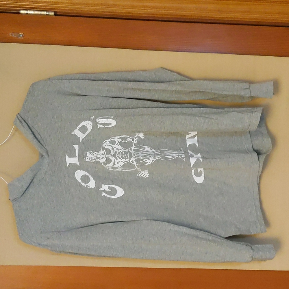 Gold’s Gym Muscle Man Logo Women’s Lightweight Gray Hoodie Size Extra Large